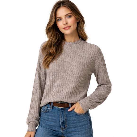 Xieerduo Sweaters - Women’s Long Sleeve Mock Neck Top – Light Brown – Size M – NWT